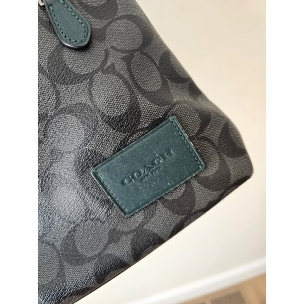 Coach‎ Signature Monogram Crossbody Bag Charcoal Black Green C0755 Messenger